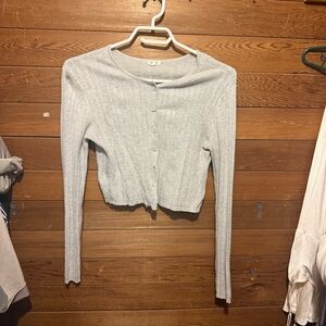 Garage Heather Gray Ribbed Cardigan